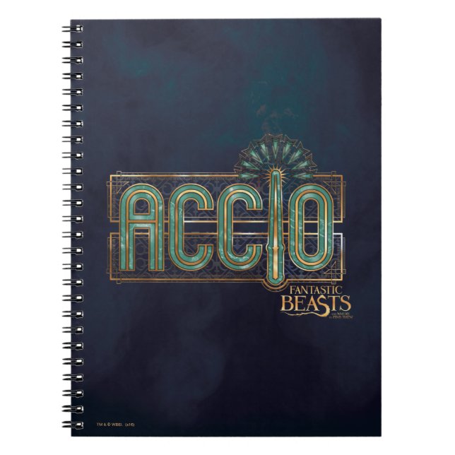 Jade Art Deco ACCIO™ Spell Graphic Spiral Notebook (Front)