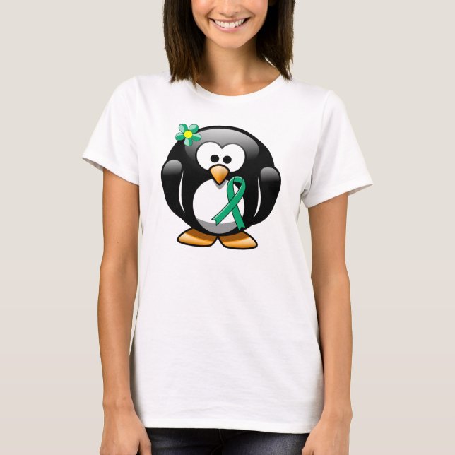 Jade Awareness Ribbon Penguin T-Shirt (Front)