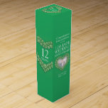 Jade beads 12th wedding anniversary photo wine box<br><div class="desc">12th Jade anniversary gift wine or spirits box. Beautiful green jade effect beads in hearts on green with photo template 12th jade wedding anniversary wine box packaging. Customise with your own recipients name or relatives details and photo. The twelve wedding anniversary year is traditionally associated with jade. Currently reads Congratulations...</div>