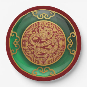 Jade Chinese New Year of the Dragon Paper Plate