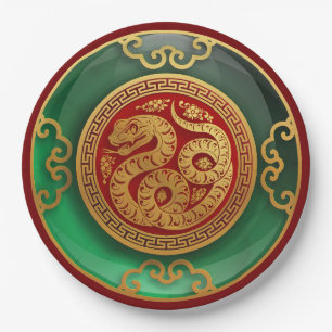 Jade Chinese New Year of the Snake Paper Plate