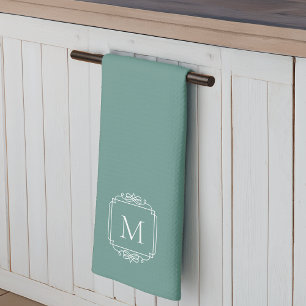 Jade   Classic Frame Monogram Tea Towel