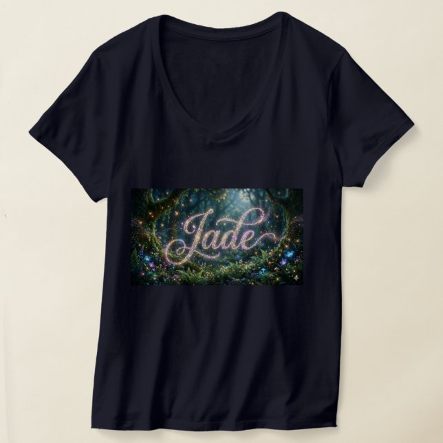 Jade cosmic flowers first name t-shirt (Laydown)