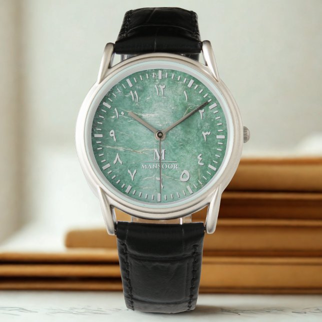 Jade Face Men’s Watch with Arabic Numerals – Gift (Creator Uploaded)