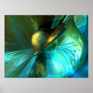 Jade Flower Abstract Poster