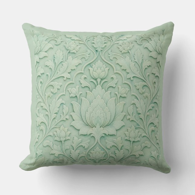 Jade Garden — Pale Celadon Persian Cushion (Front)