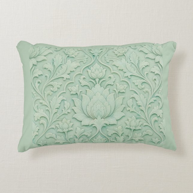 Jade Garden — Pale Celadon Persian Decorative Cushion (Front)