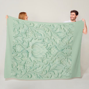Jade Garden — Pale Celadon Persian Fleece Blanket