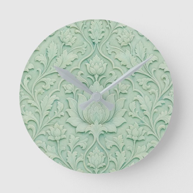 Jade Garden — Pale Celadon Persian Round Clock (Front)