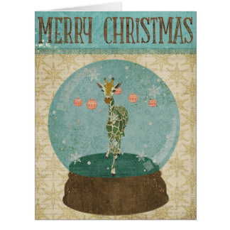 Jade Giraffe Snowglobe Christmas Card