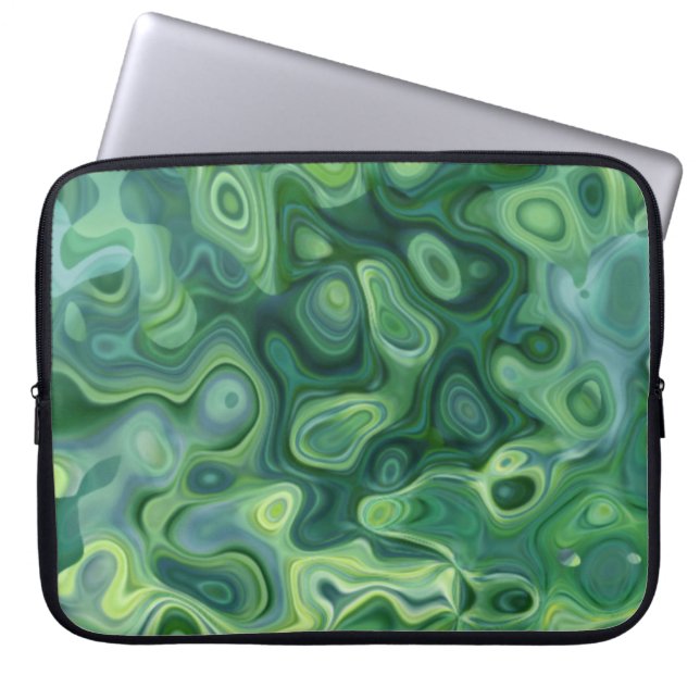 Jade Green Abstract Amoeba Art Laptop Sleeve (Front)