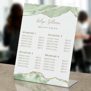 Jade Green Agate Beauty Salon Price List Pedestal Sign