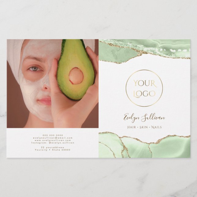 Jade green agate bifold brochure (Front)