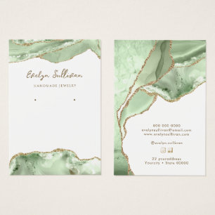 Jade green agate jewellery display card