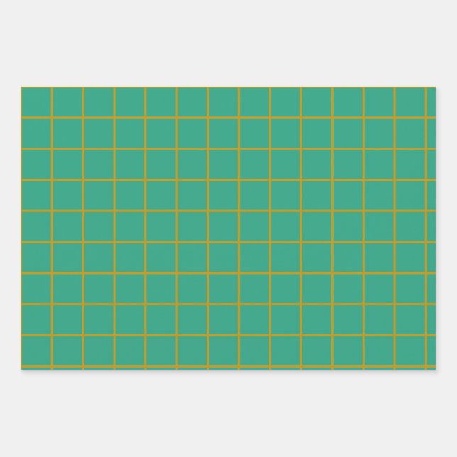 Jade Green and Gold Wrapping Paper Sheet (Front)