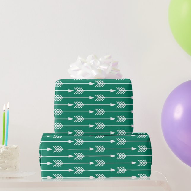Jade Green Arrows Pattern Wrapping Paper (Party Gifts)