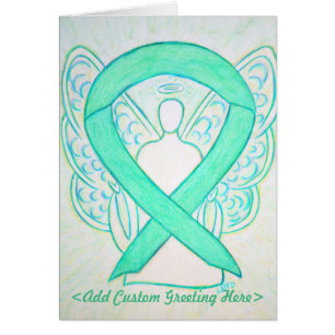 Jade Green Awareness Ribbon Angel Greeting Card
