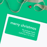 Jade Green Christmas | Vibrant Minimal Address Label<br><div class="desc">Simple, stylish "merry christmas" quote return address label with modern typography in white on a bright jade green background in a minimalist 'scandi' scandinavian design style. The label can be easily personalized with your own greeting, return name and address to make a truly bespoke christmas holiday label for the festive...</div>