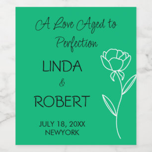 Jade Green Elegant Wedding Wine Label