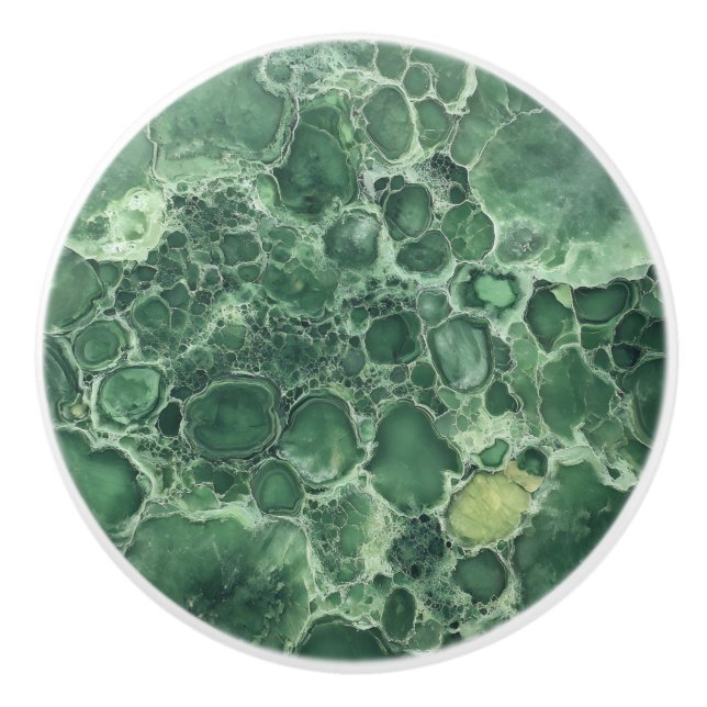 Jade Green Gemstone Pattern Ceramic Knob (Front)