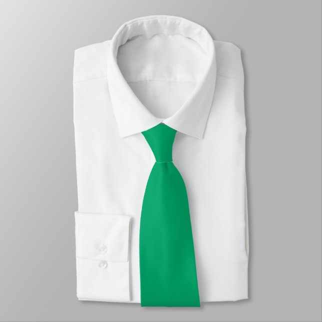 Jade Green Hidden Initials Solid Colour Neck Tie (Tied)