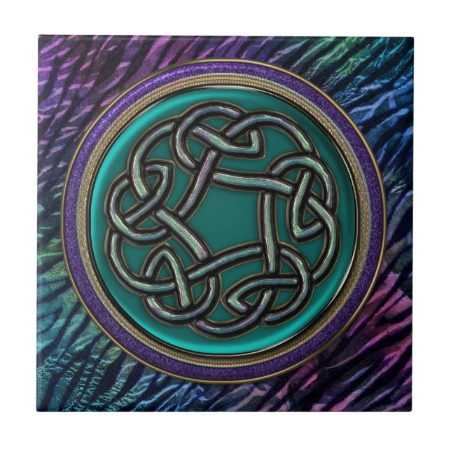 Jade Green Metal Celtic Knot Tile (Front)