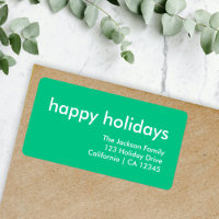 Jade Green Minimalist Vibrant Xmas Return Address