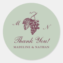 Jade Green Plum Grape Monogram Wedding Sticker