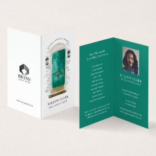 Jade Green Watercolor Front Door Photo & Services Business Card
