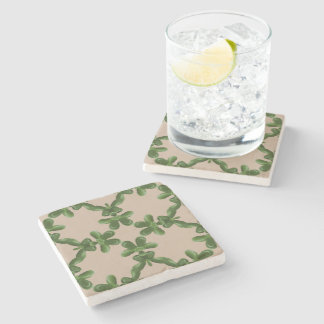 Jade Lattice in Beige Stone Coaster