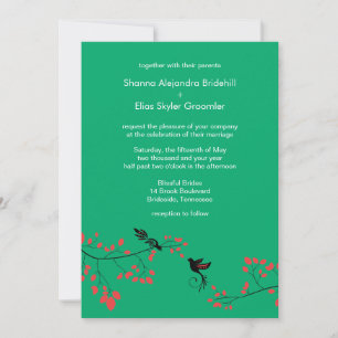 Jade Love Birds Wedding Customised Invitation