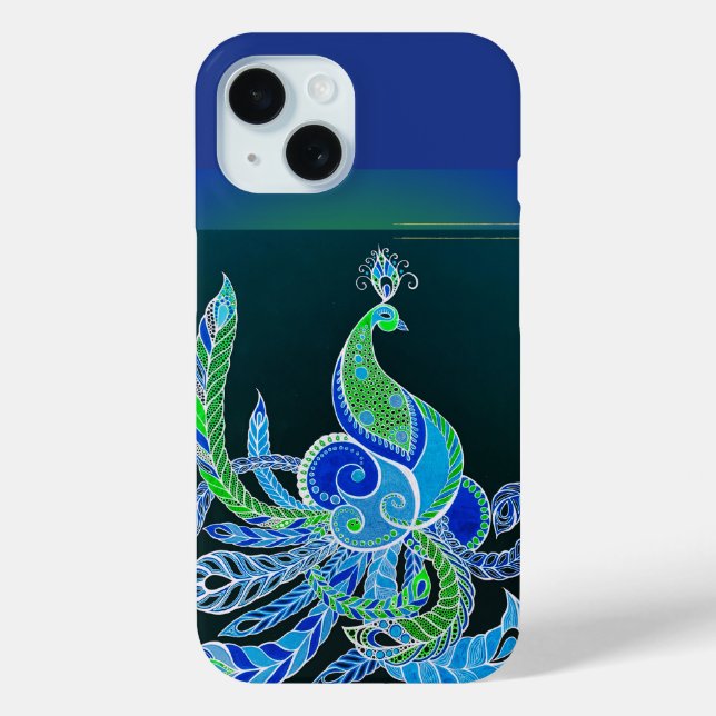 Jade Majesty Elegant Green and blue peacock  Case-Mate iPhone Case (Back)