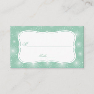 Jade Mint White Starbursts Sunbursts Place Cards