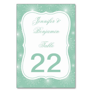 Jade Mint White Sunbursts Starburst Table Cards
