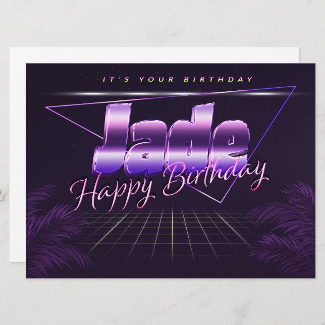 Jade Name First name lila retro card Birthday (Front/Back)