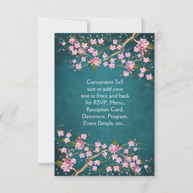 Jade Pink Japanese Cherry Blossoms Wedding Invitation (Front)