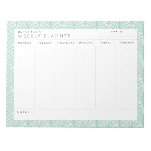 Jade Scallops Family Weekly Planner Notepad