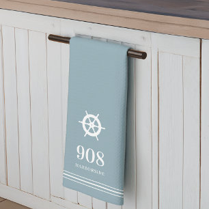 Jade   Ships Wheel House Number & Street Name Tea Towel