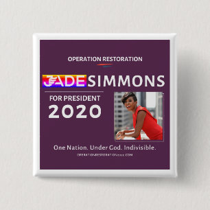 Jade Simmons for President 2020 15 Cm Square Badge