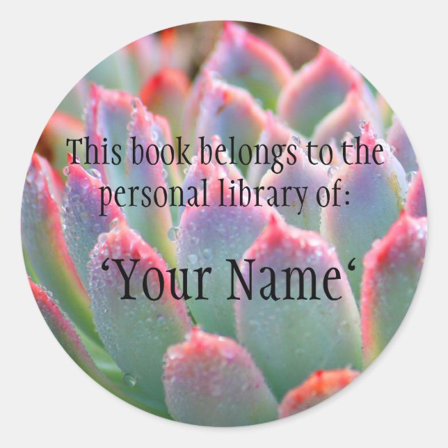 Jade Succulent Personal Library Sticker (Front)