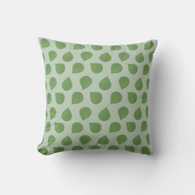 Jade Tree Green Leaves on Light Green Cushion (Front)
