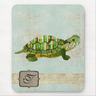 Jade Turtle Monogram Mousepad