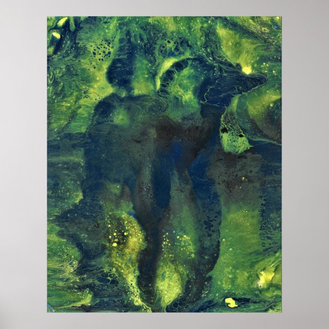 Jaded Lover 1 Deep Green Abstract Art Print (Front)