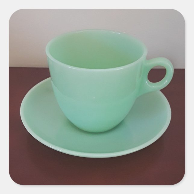 Jadeite Fire-King Cup Saucer Square Sticker (Front)