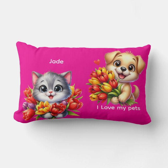 Jade's "I Love My Pets" Decorative Pillow (Front)