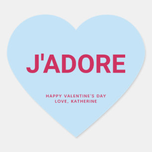 J'adore cute Valentine's Day custom conversation Heart Sticker