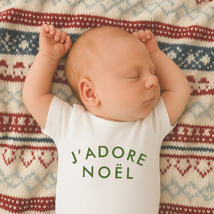 J'adore Noel   Love Christmas French Quote Art Baby Bodysuit