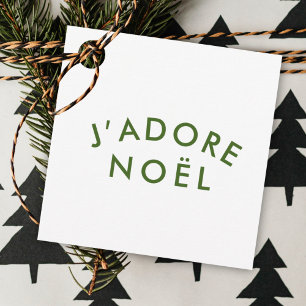 J'adore Noel Love Christmas Modern Trendy Green Favour Tags