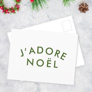 J'adore Noel Love Christmas Modern Trendy Green Postcard