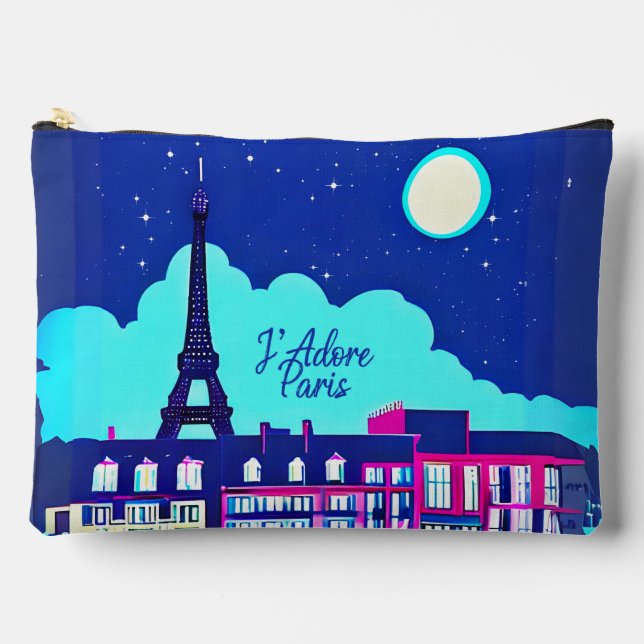 J'adore Paris - Fantasy Paris Under a Full Moon Accessory Pouch (Front)